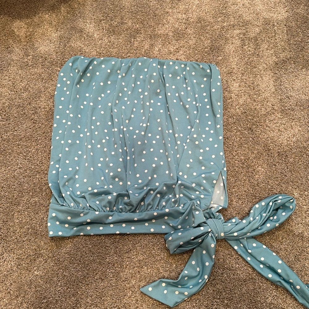 polka dot cinched tube top